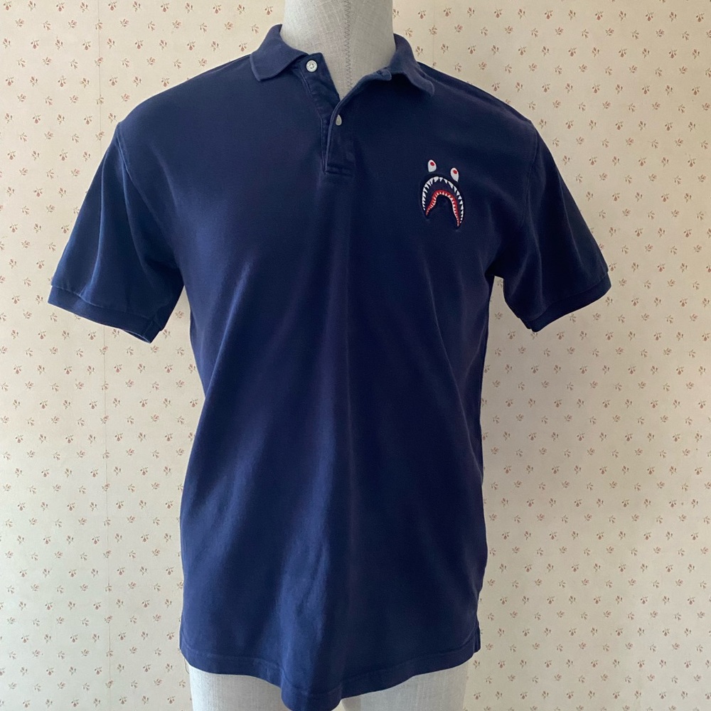 A Bathing Ape cotton navy polo shirt size XL. Gently worn.